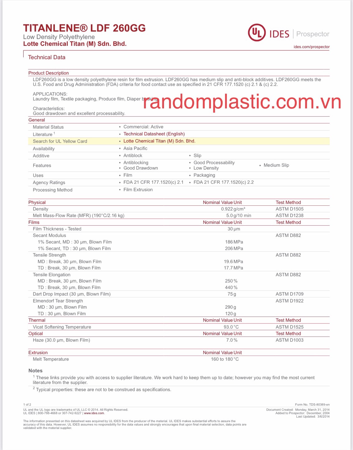 Hạt nhựa nguyên sinh LDPE 260GG