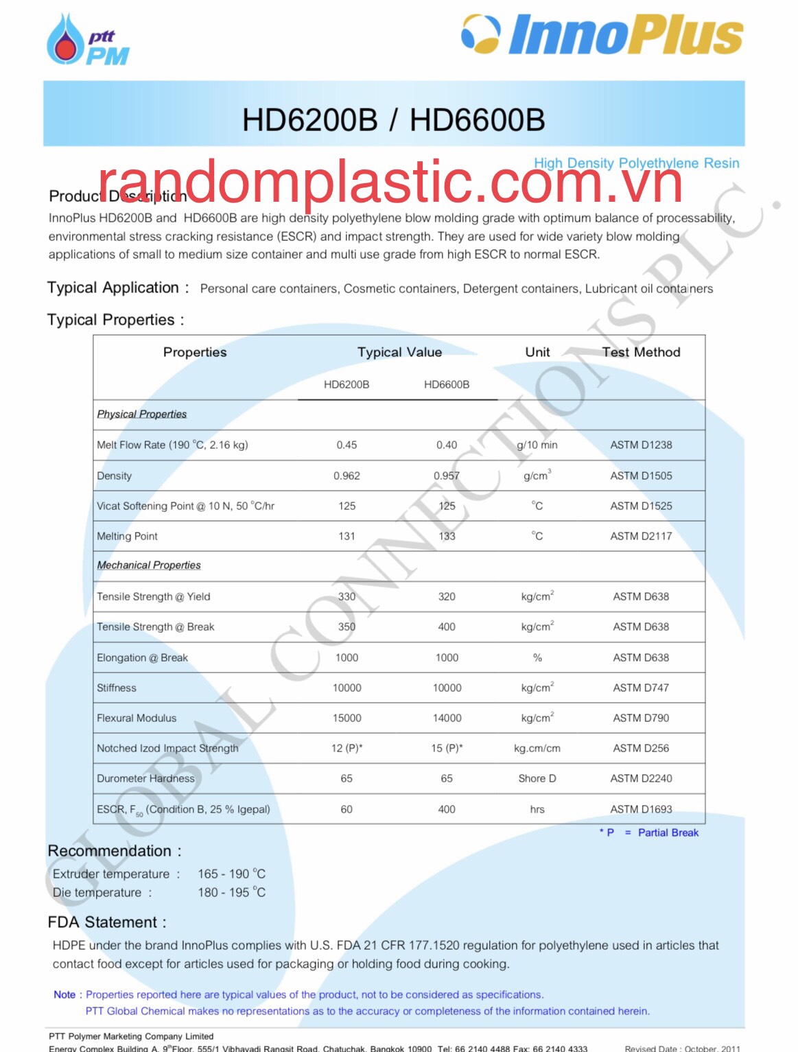 Hạt nhựa nguyên sinh HDPE 6200