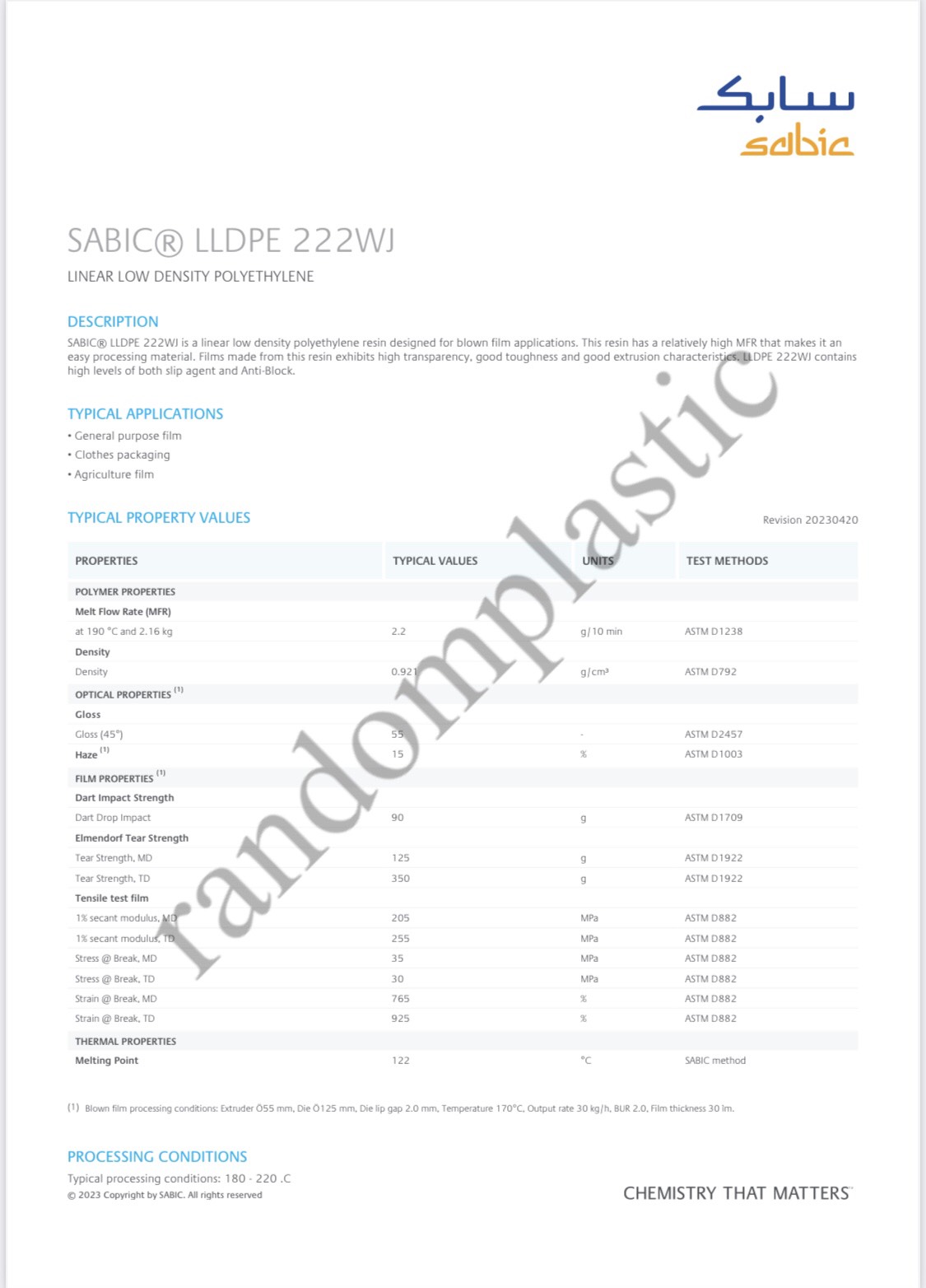 Hạt nhựa nguyên sinh LLDPE 222WJ