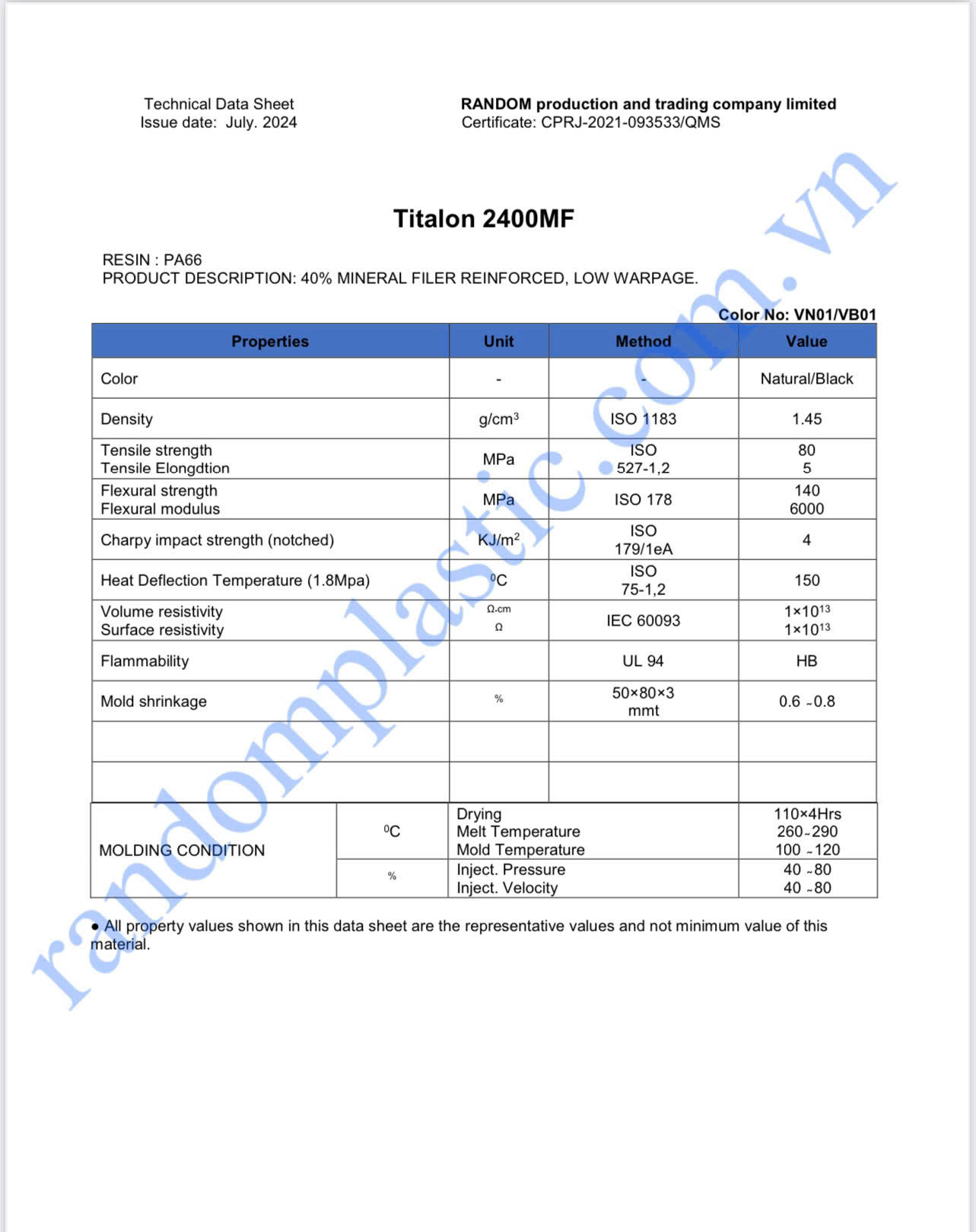 Hạt nhựa nguyên sinh PA66 40MF