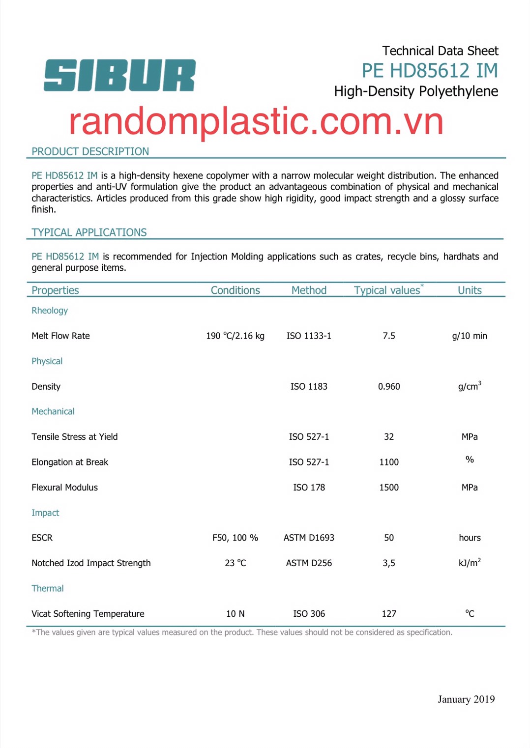 Hạt nhựa nguyên sinh HDPE 85612 IM