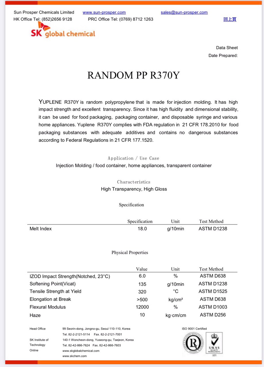 HẠT NHỰA NGUYÊN SINH PP R370Y