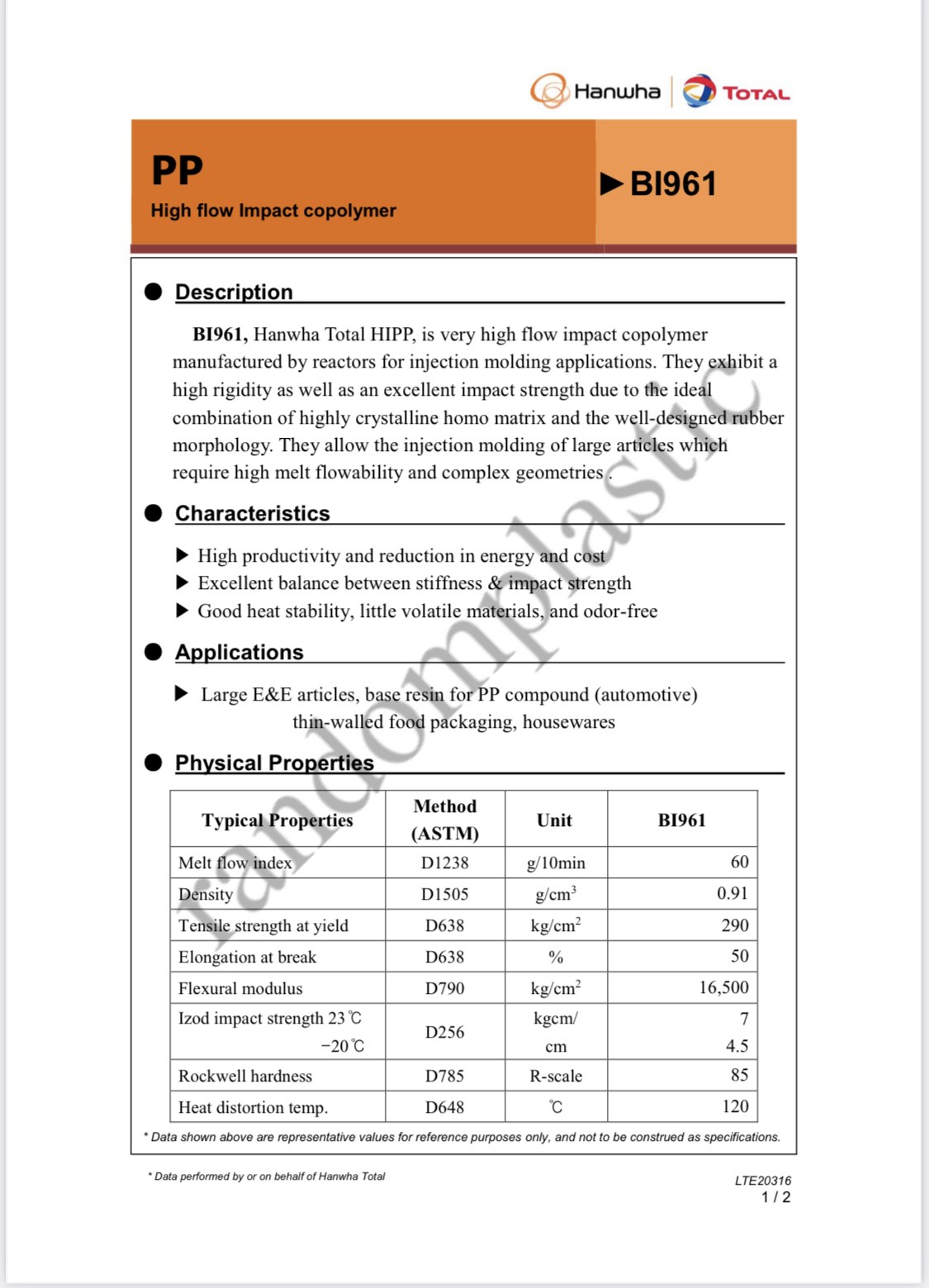 Hạt nhựa nguyên sinh PP BI961