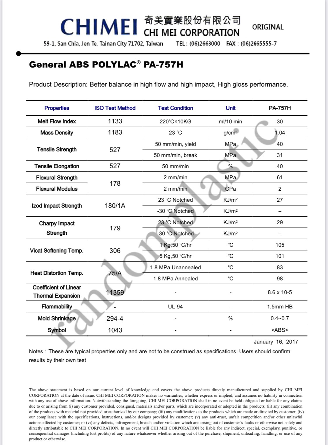 Hạt nhựa ABS PA 757H