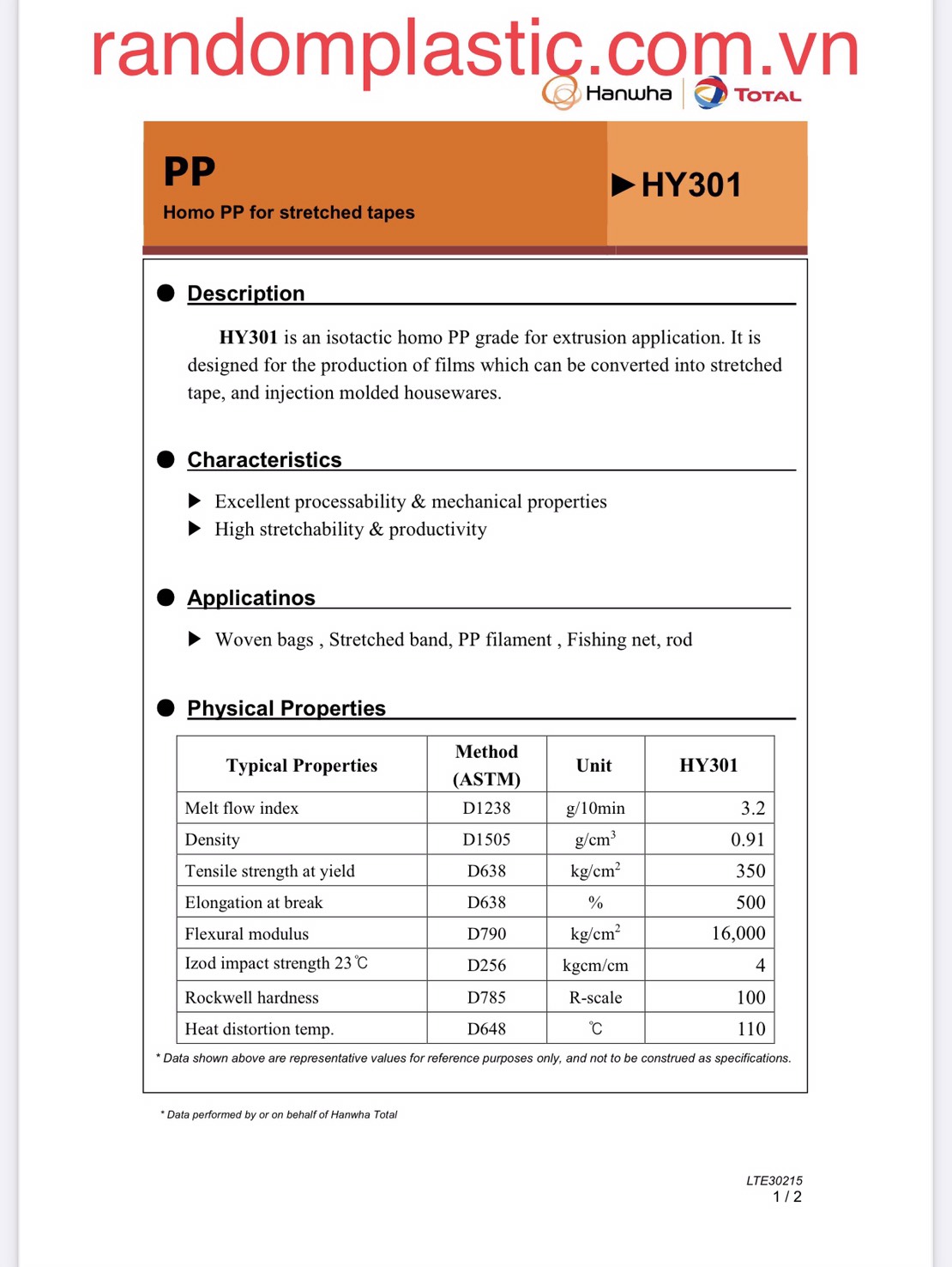 Hạt nhựa nguyên sinh PP HY301