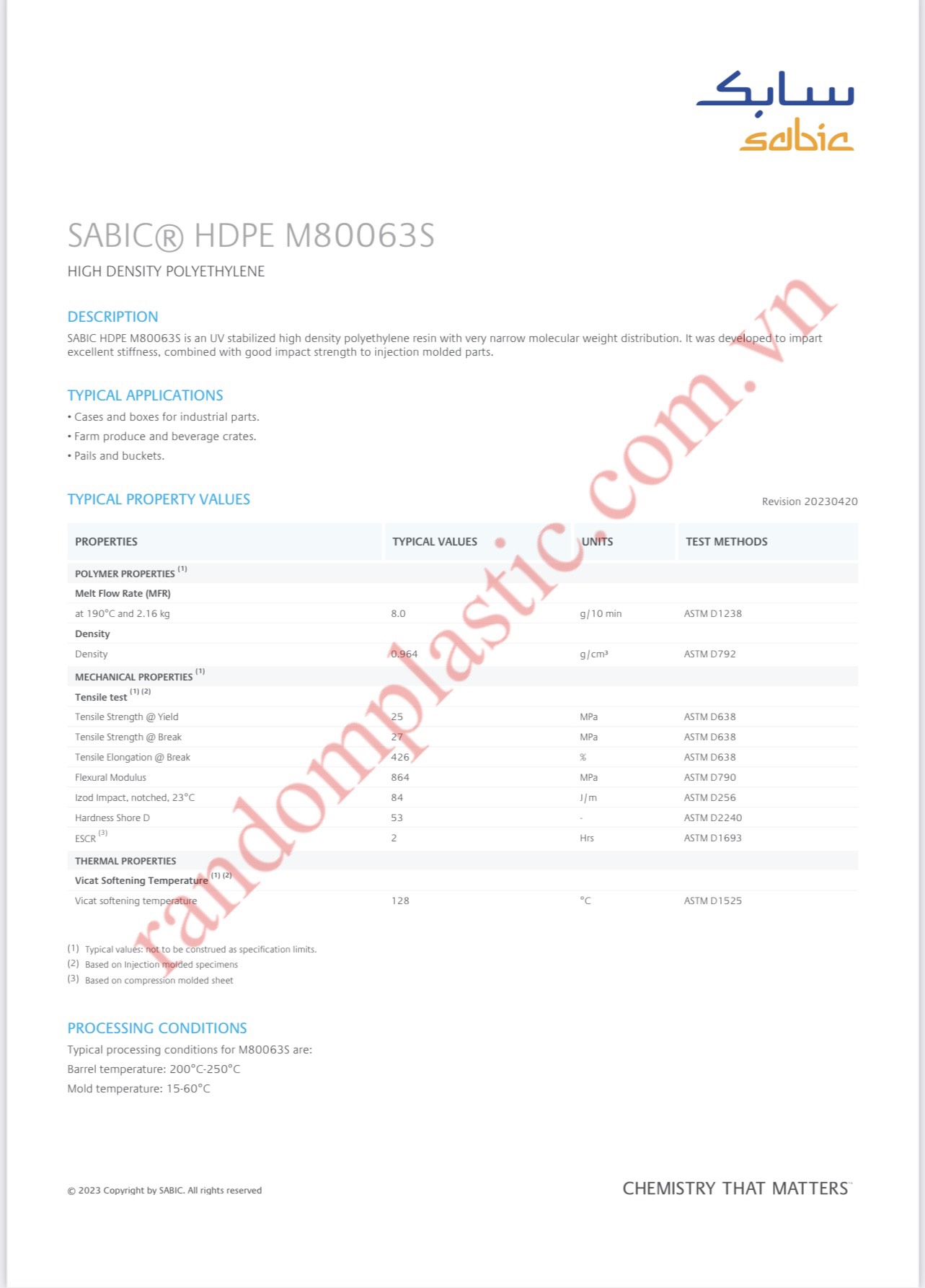 Hạt nhựa nguyên sinh HDPE M80063S