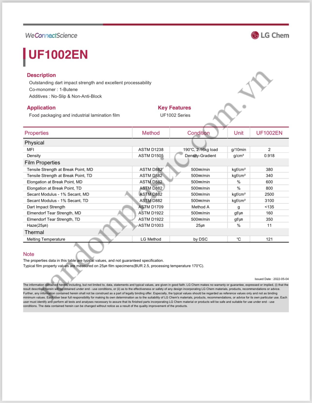 Hạt nhựa nguyên sinh LLDPE UF1002EN