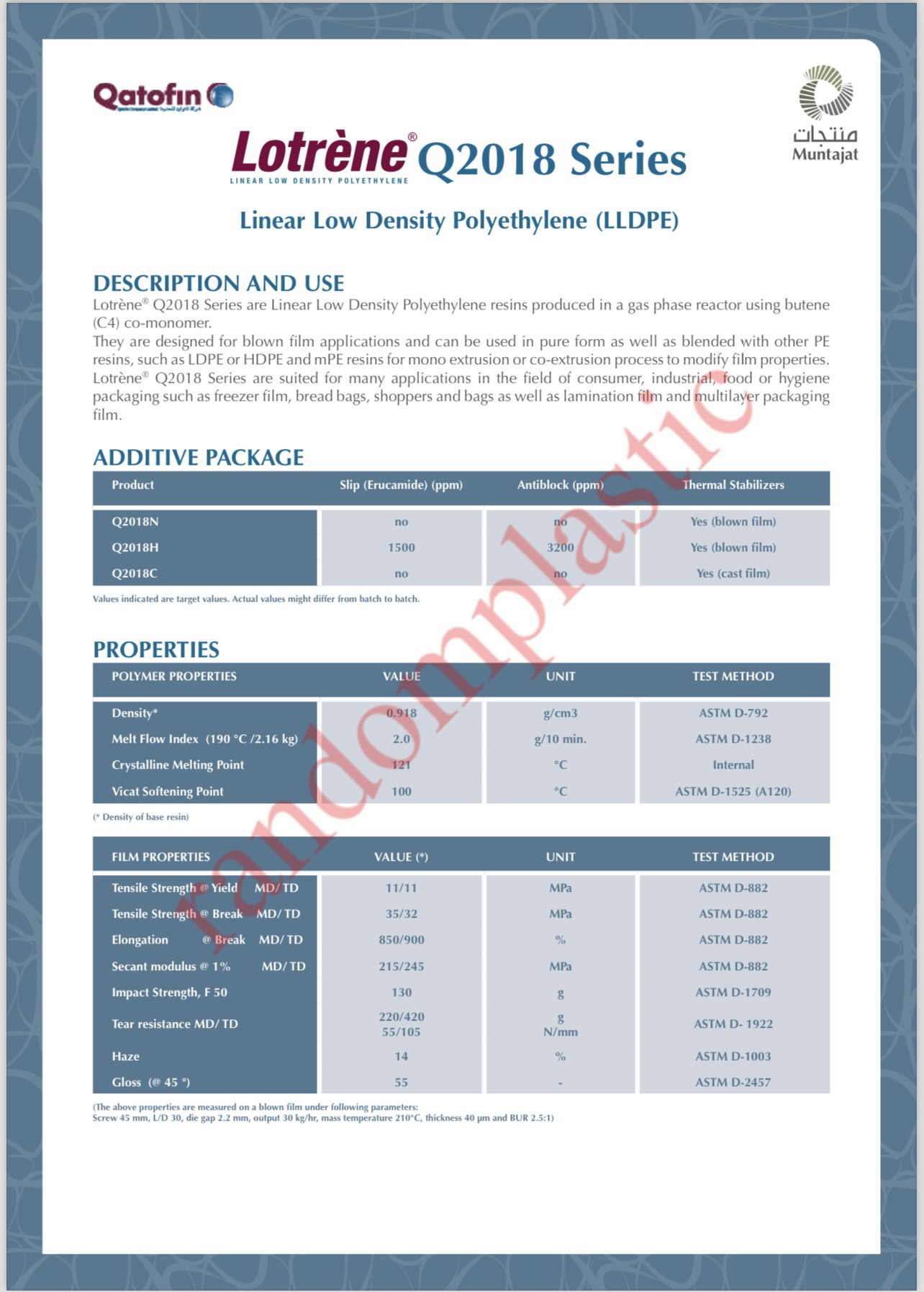 Hạt nhựa nguyên sinh LLDPE Q2018H