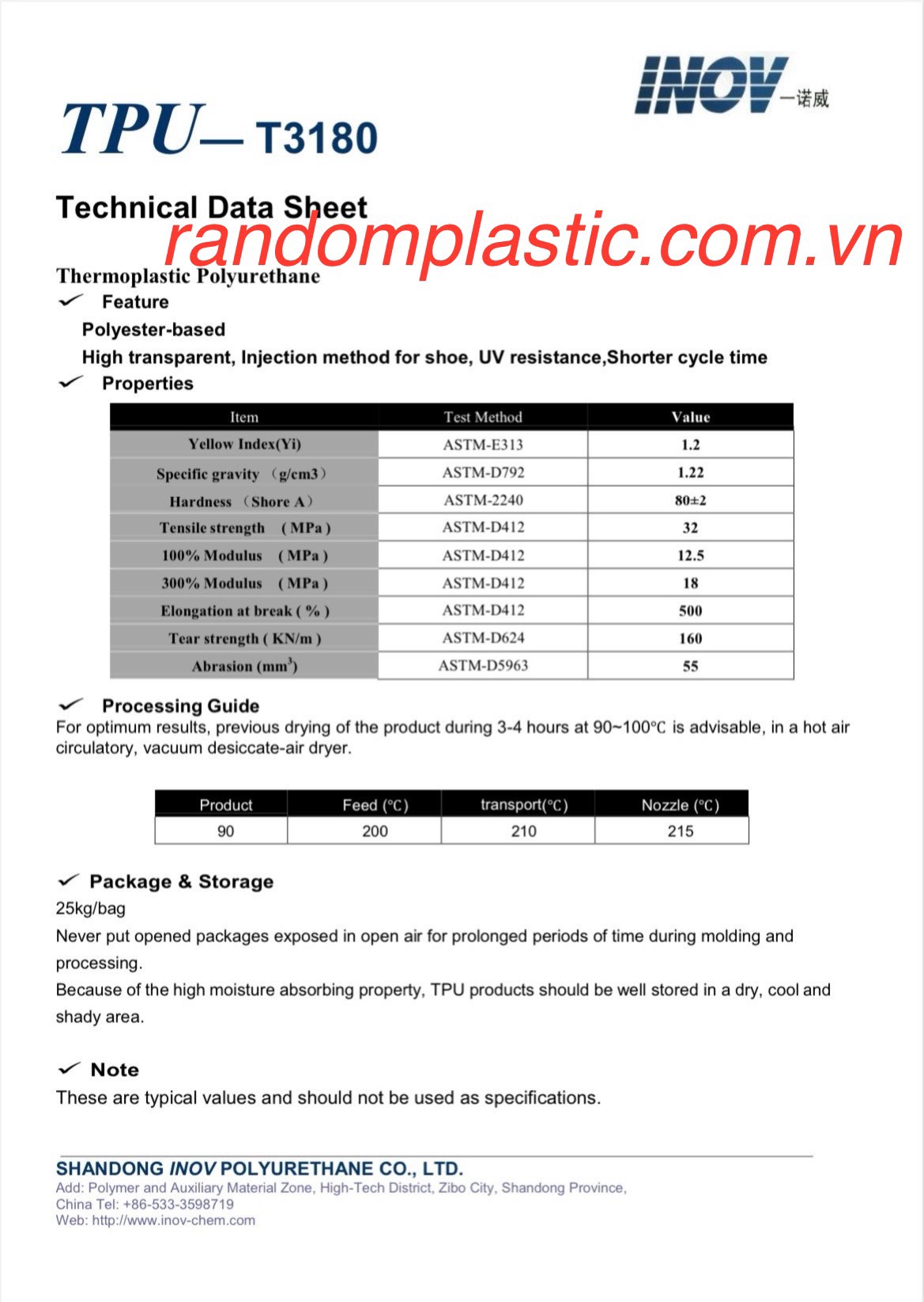 Hạt nhựa nguyên sinh TPU T3180