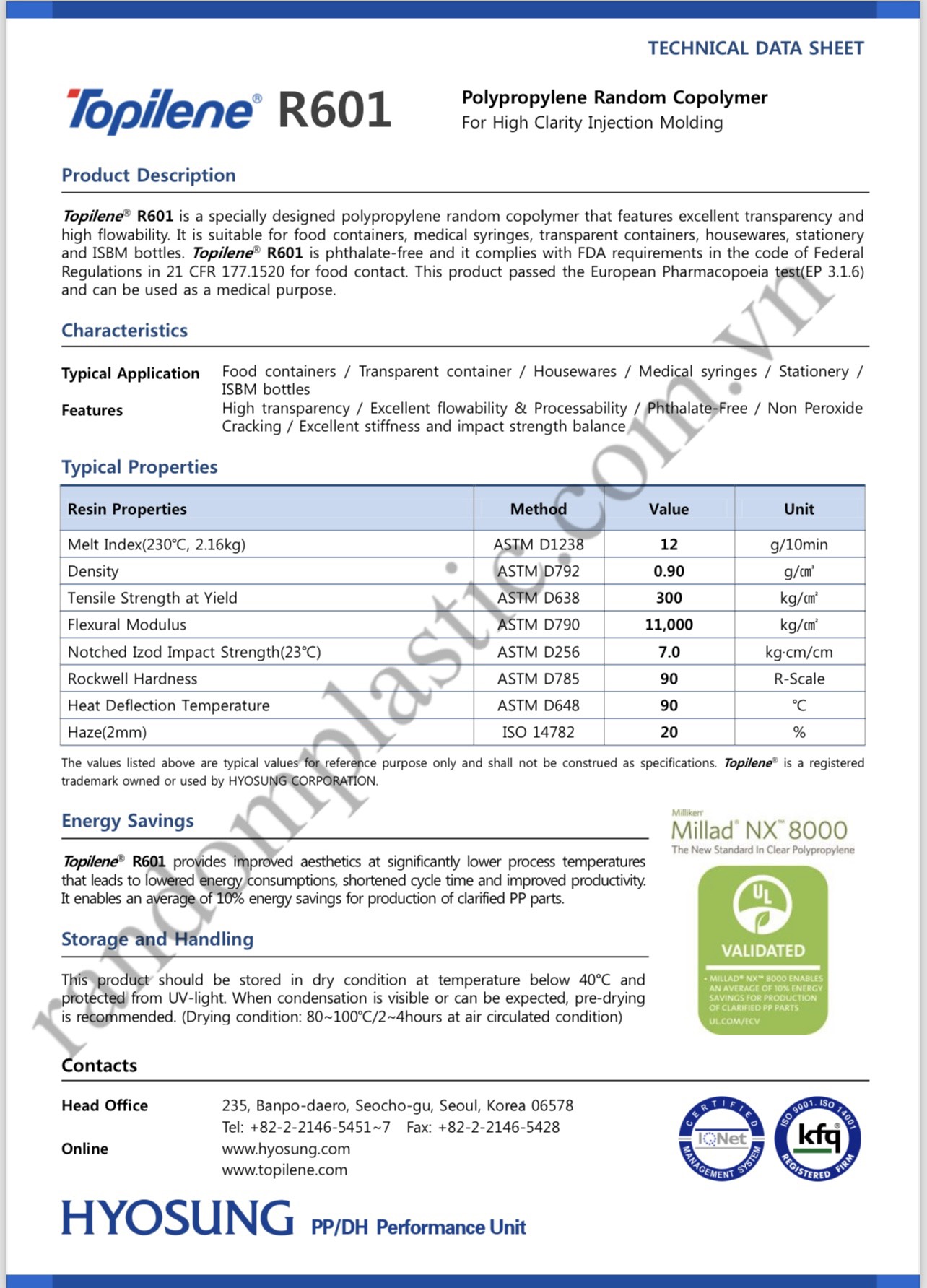 Hạt nhựa nguyên sinh PP R601N