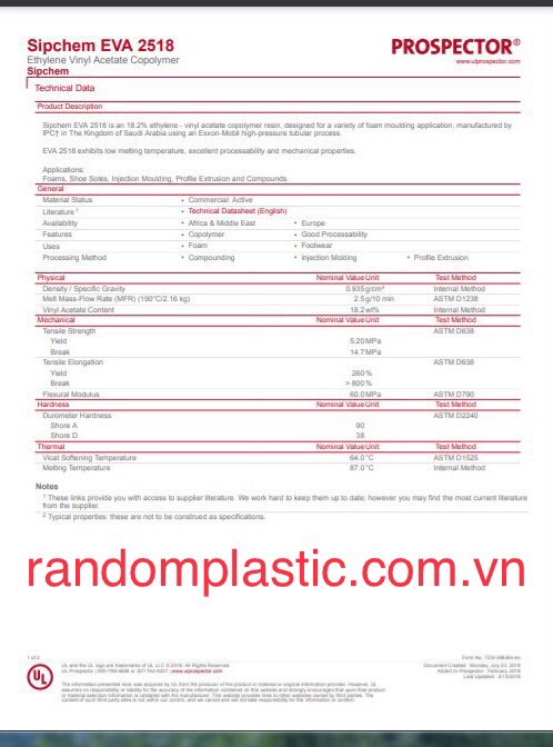 Hạt nhựa nguyên sinh EVA 2518 CO