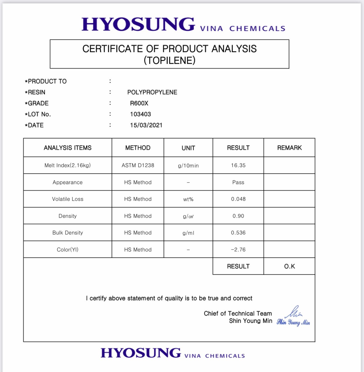 Hạt nhựa nguyên sinh PP R600X