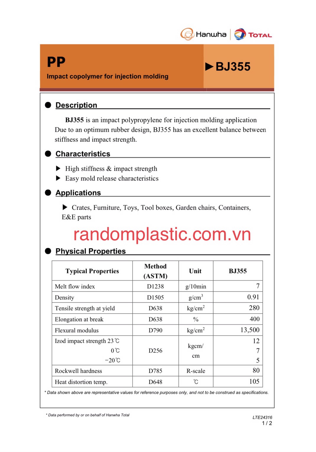 Hạt nhựa nguyên sinh PP BJ355