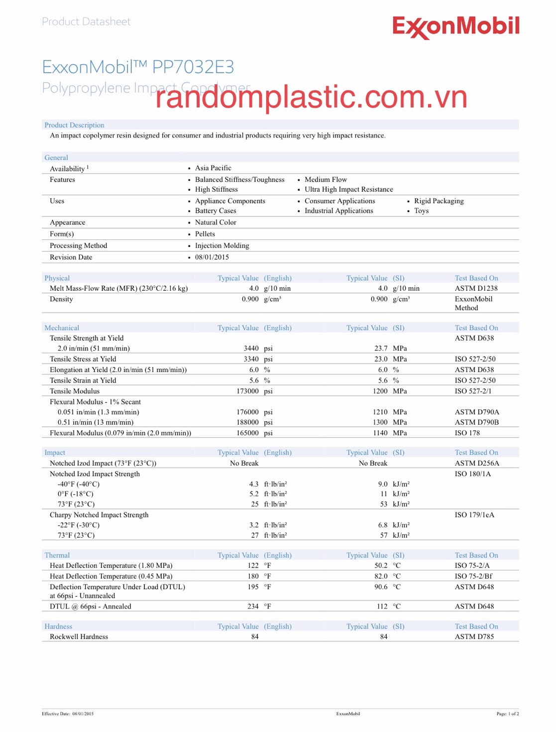 Hạt nhựa nguyên sinh PP 7032e3