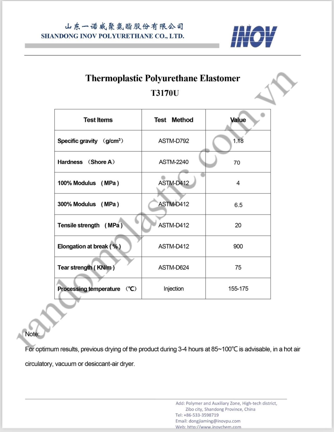 Hạt nhựa nguyên sinh TPU T3170U