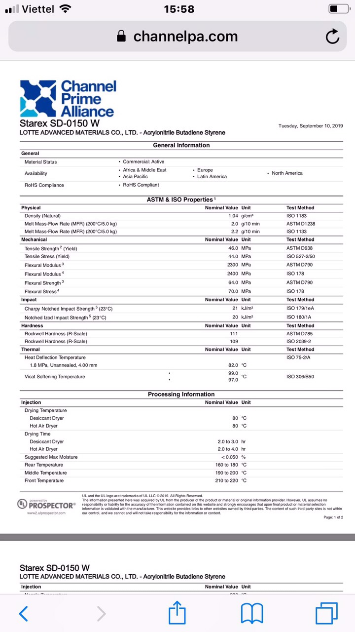 Hạt nhựa nguyên sinh ABS SD-0150W