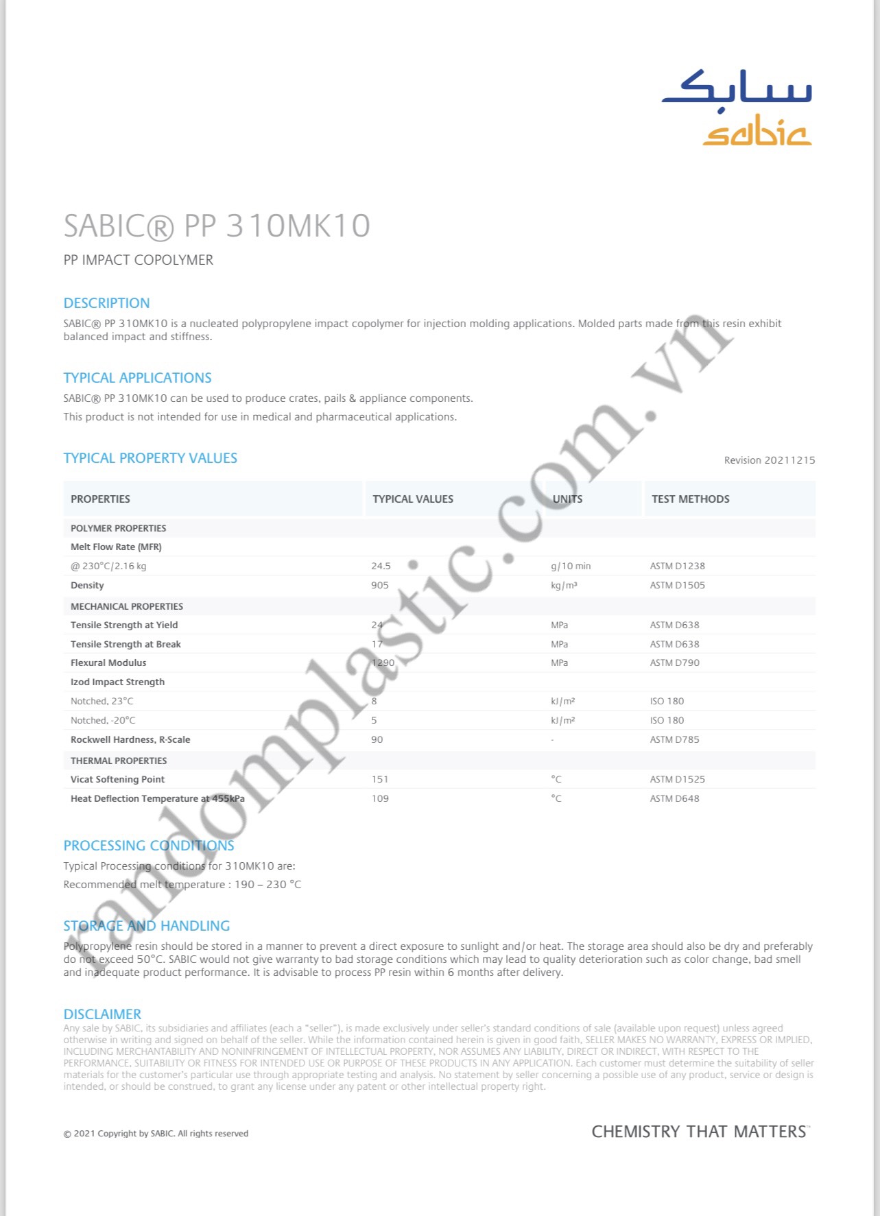 Hạt nhựa nguyên sinh PP 310MK10